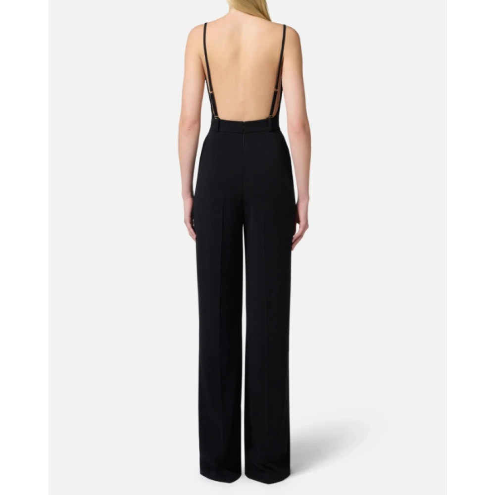 Elisabetta Franchi Zwart Kant Geborduurde Jumpsuit Black Dames