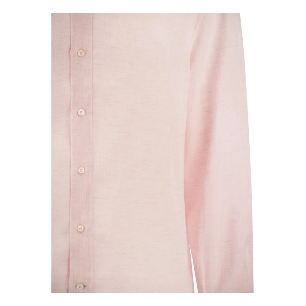 BRUNELLO CUCINELLI Linnen Overhemd met Franse Kraag Pink Dames
