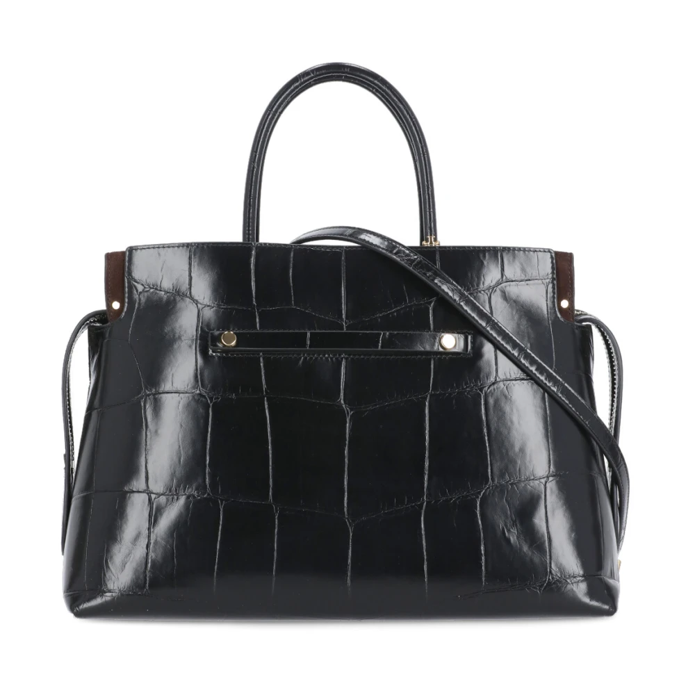TORY BURCH Zwarte leren handtas met handvatten Black Dames
