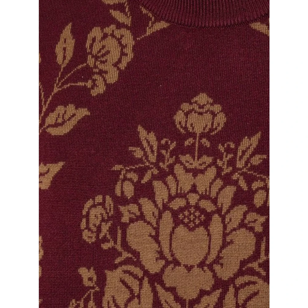 Drole de Monsieur Donkerrode Bloemen Inleg Trui Red Heren