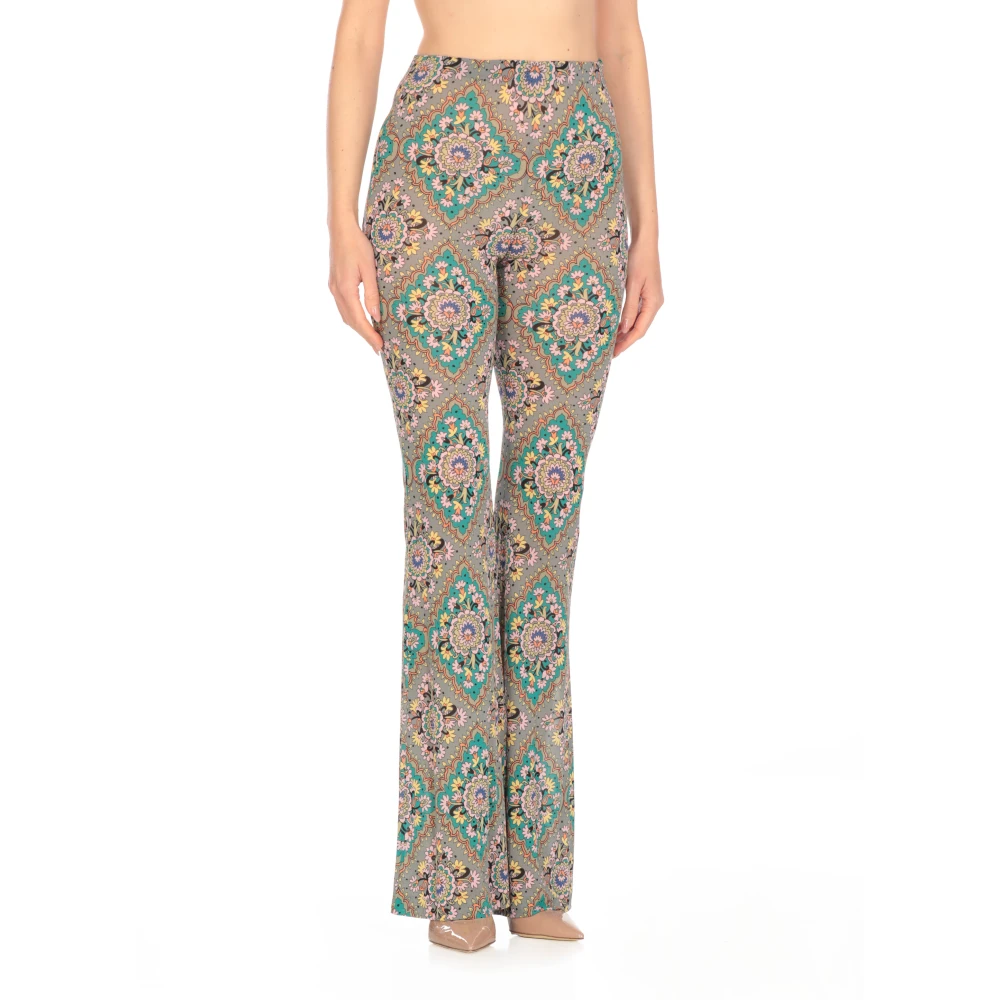 ETRO Multicolor Bloemenpatroon Elastische Taille Broek Multicolor Dames