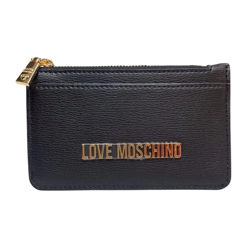 Love Moschino Svart Syntetiskt Läder Plånbok med Dragkedjeficka Black, Dam