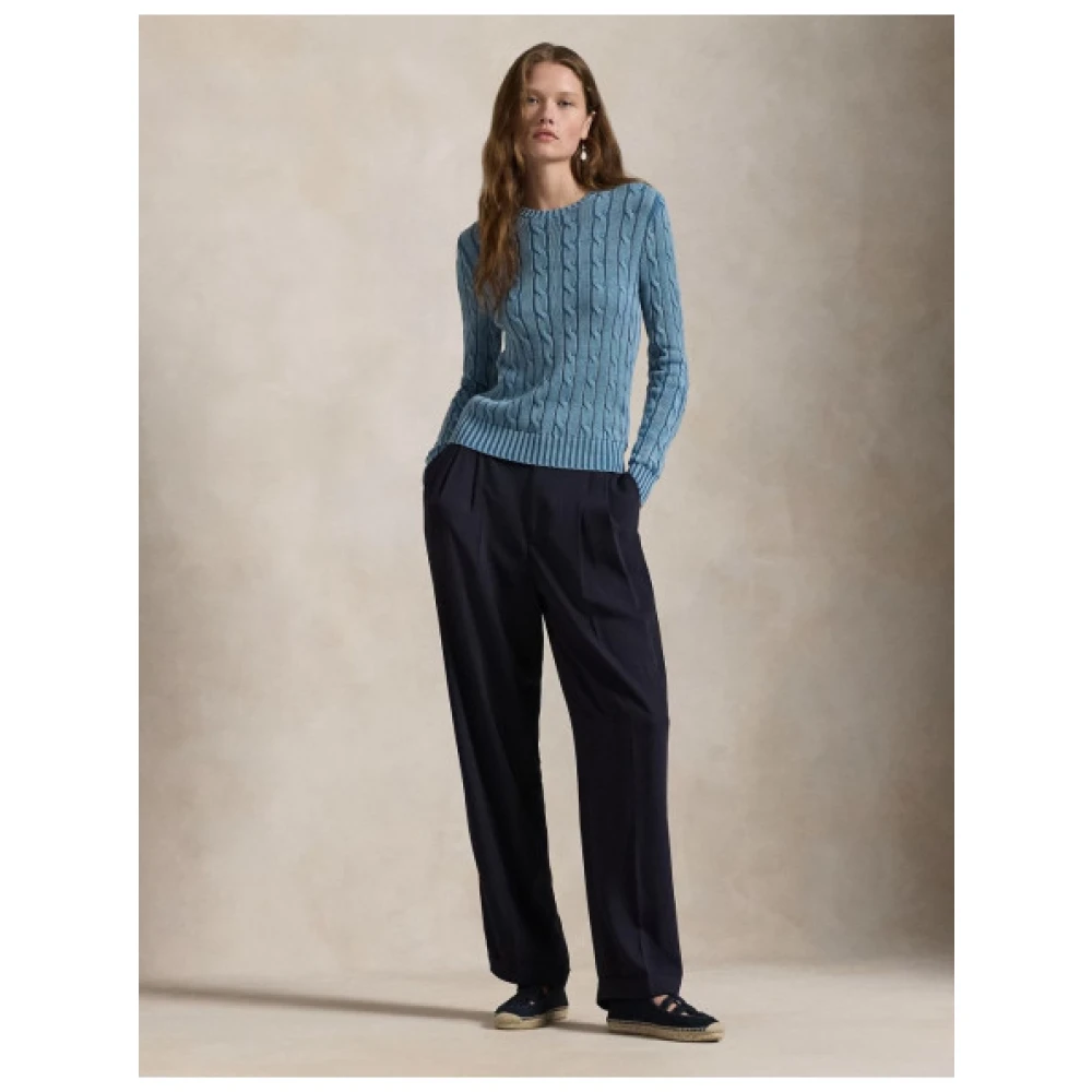 Polo Ralph Lauren Gedraaide gebreide elleboogpatch trui Blue Dames