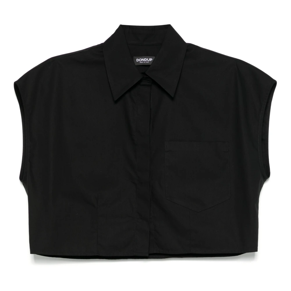 Dondup Mouwloze Geknipte Blouse Black Dames