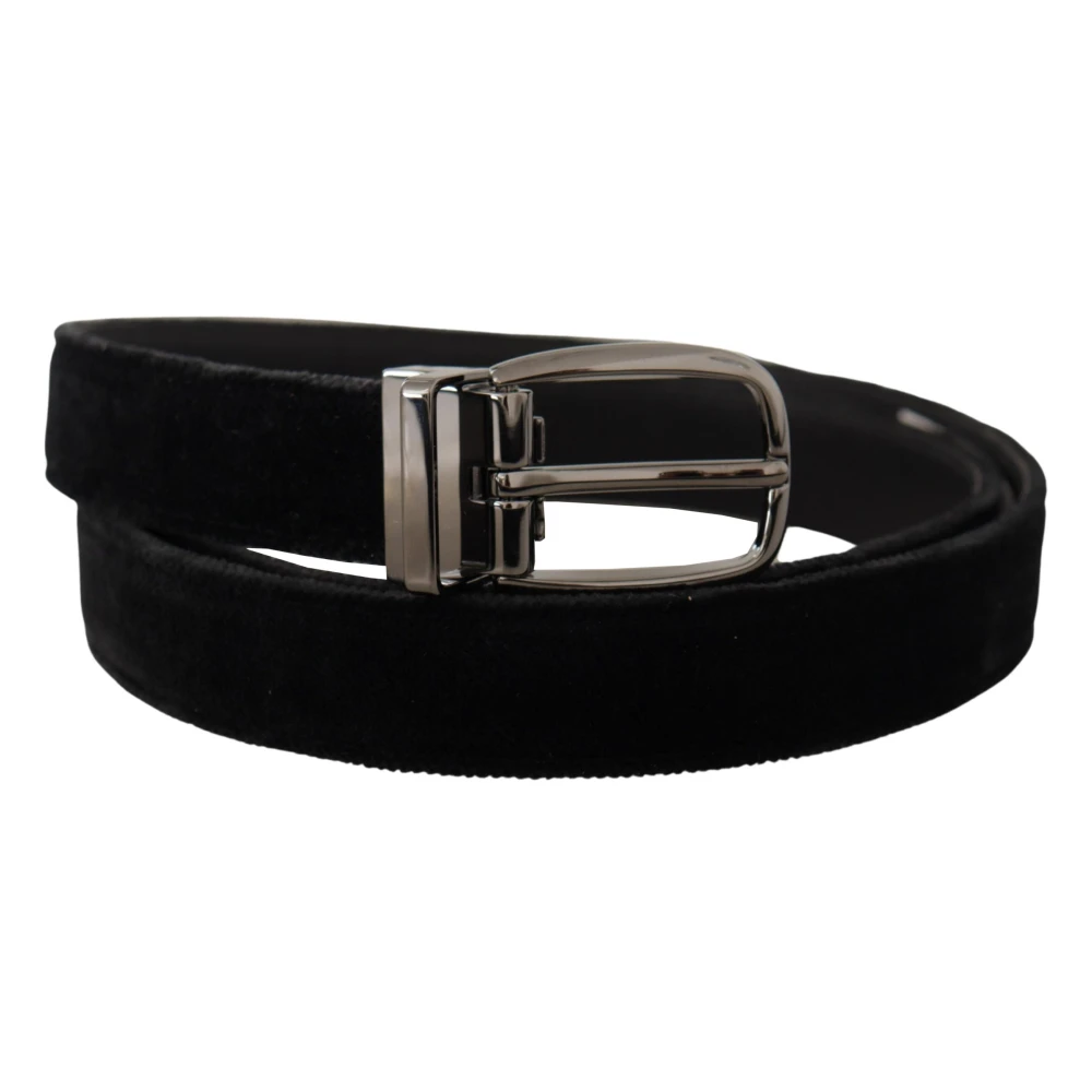 Dolce & Gabbana Elegante Designer Fluweel Riem Black Heren