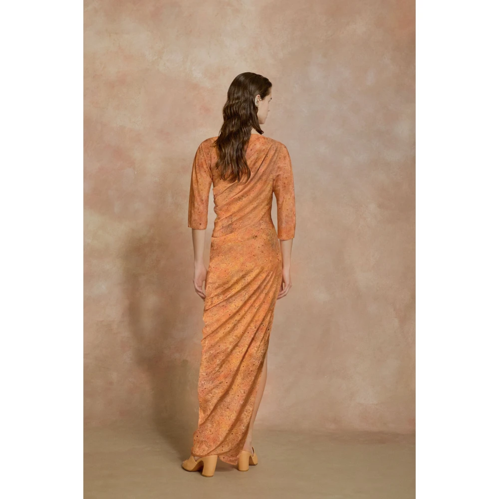 Cortana Anja zijden jurk sora print Orange Dames