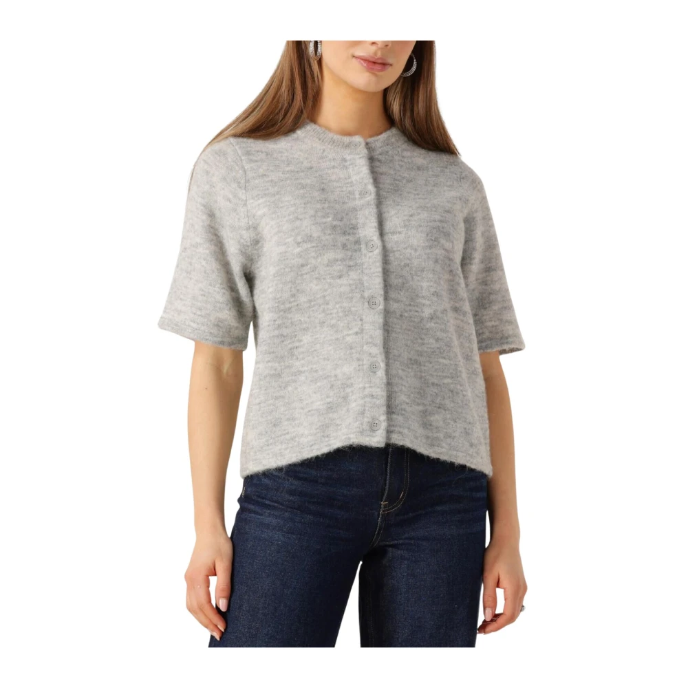 Selected Femme Lichtgrijze Gebreide Vest Gray Dames