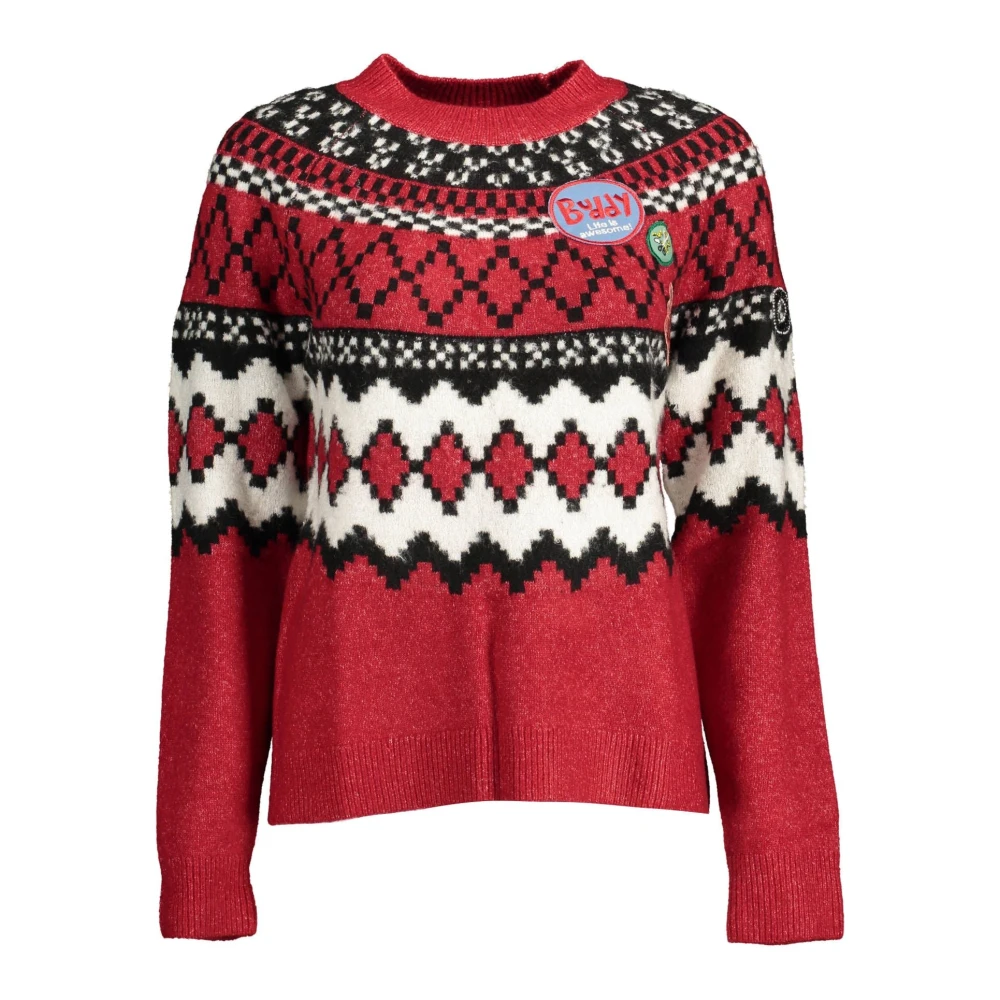 Desigual Damen Multicolor Eleganter Pullover Mit Hohem Kragen Und Kontrastierenden Details