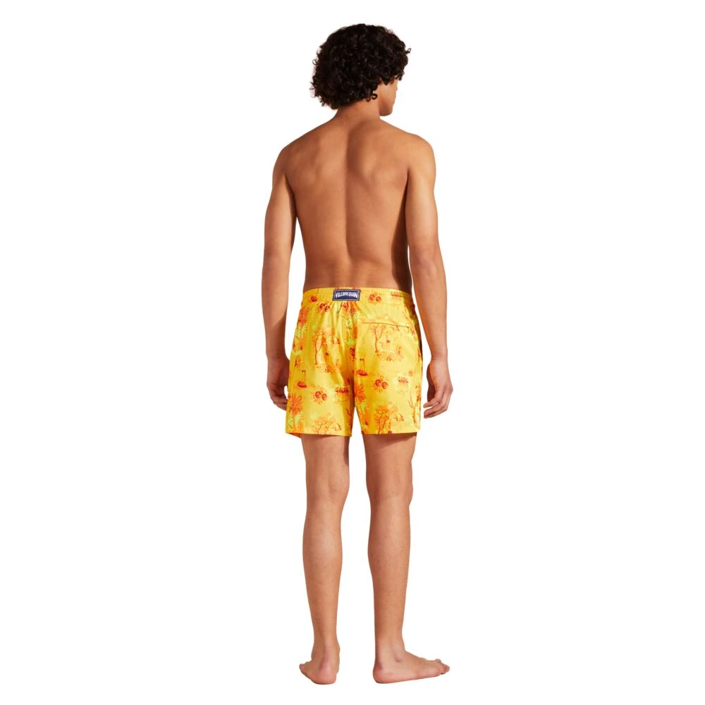 Vilebrequin Heren Toile de Jouy en Surf Zwemshorts Yellow Heren
