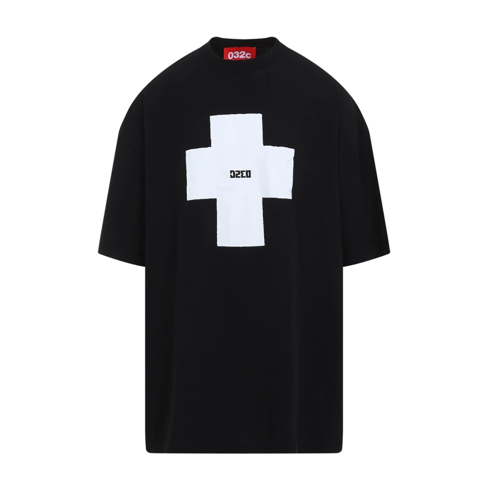 032c Zwart T-shirt met moderne pasvorm Black Heren