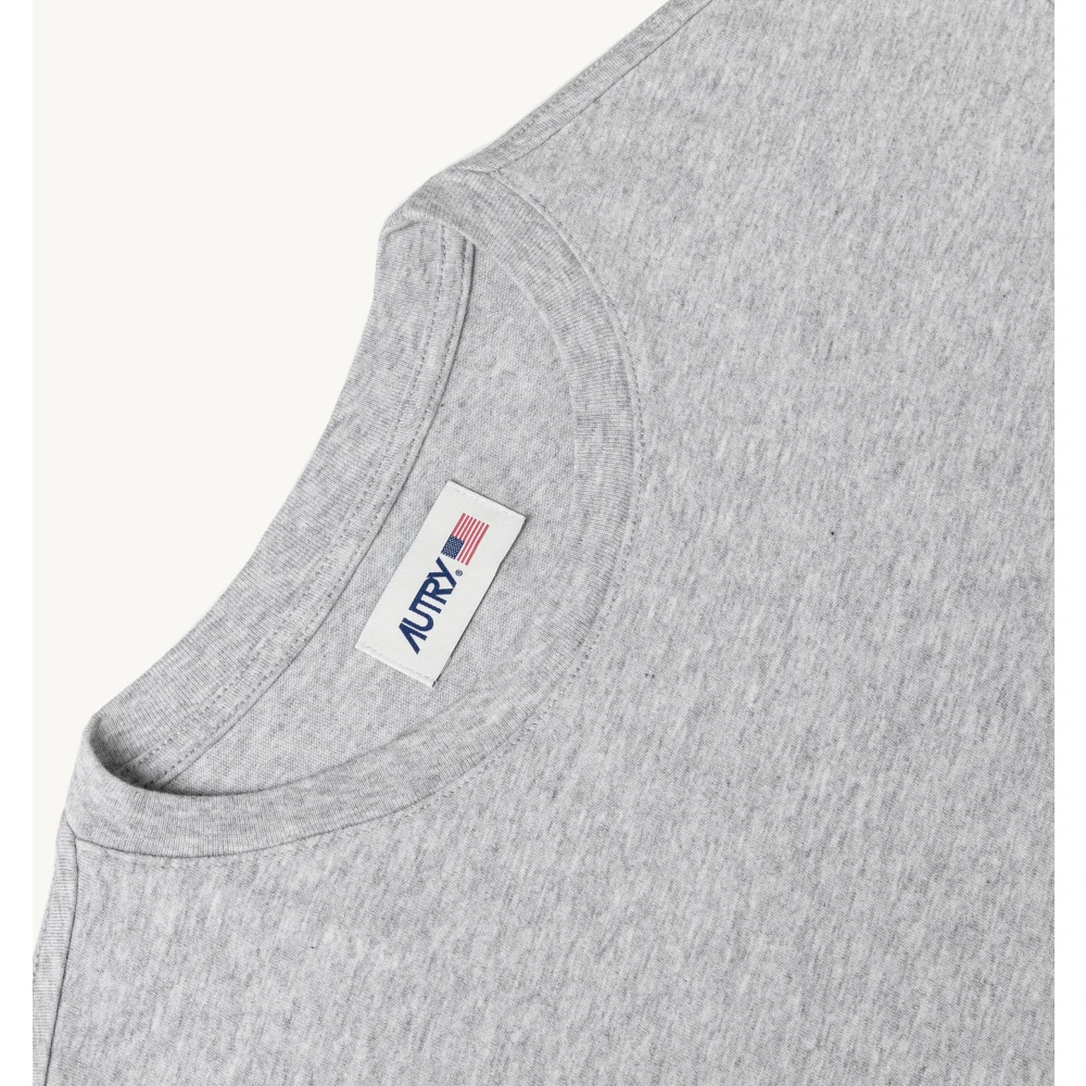 Autry Grijs Katoenen T-shirt met Halve Mouwen en Logo Gray Dames