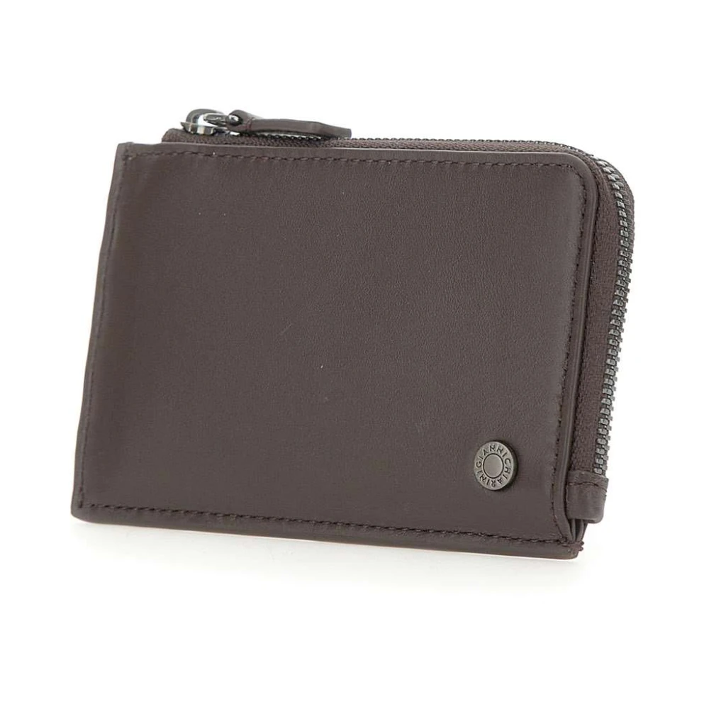 Gianni Chiarini Heren Leren Portemonnee Donkerbruin Rits Brown Heren