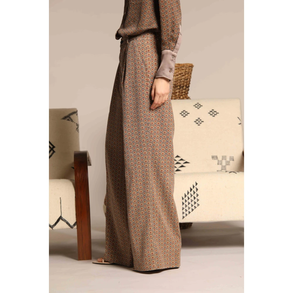 Mason's Wide Pleats Dames Chino Broek Brown Dames