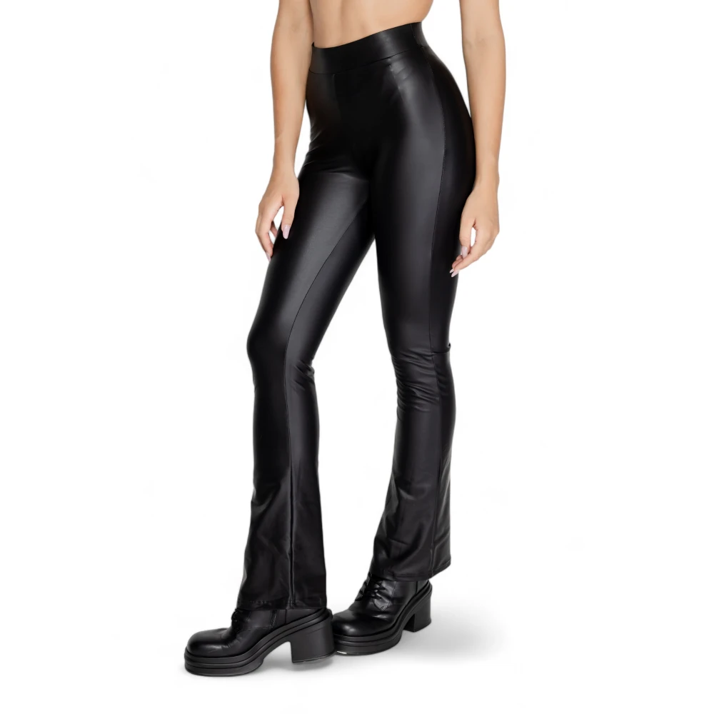 Only Gecoate Flared Broek Herfst Winter Collectie Black Dames