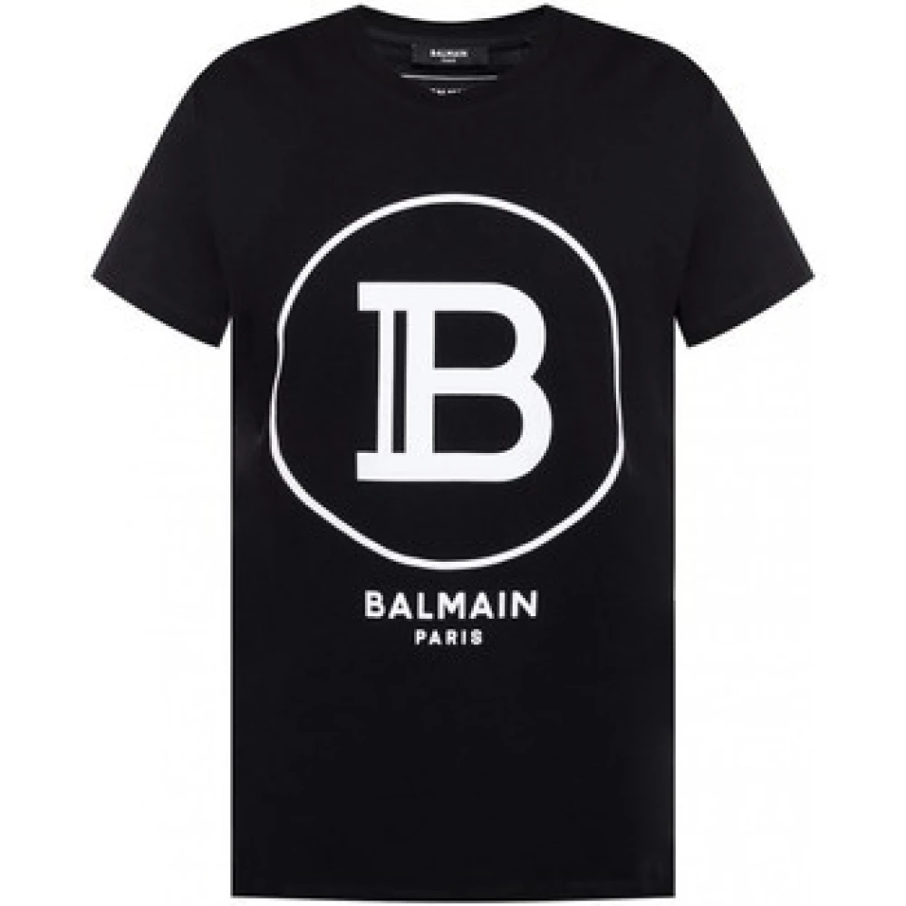 Balmain Svart Bomull Slim Fit T-shirt Black, Herr