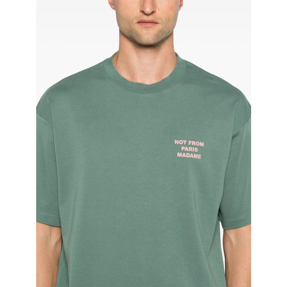 Drole de Monsieur Donkergroene Slogan T-shirt en Polo Green Heren
