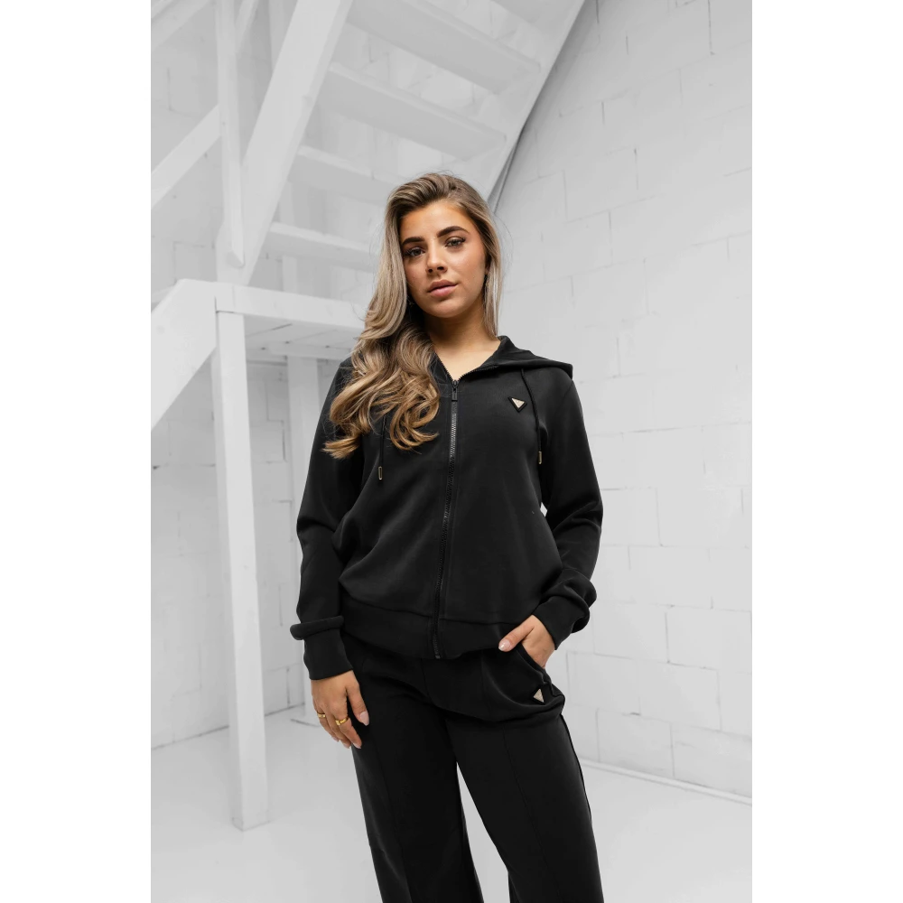 Guess Zwart Full Zip Hooded Trainingspak Dames Black Dames