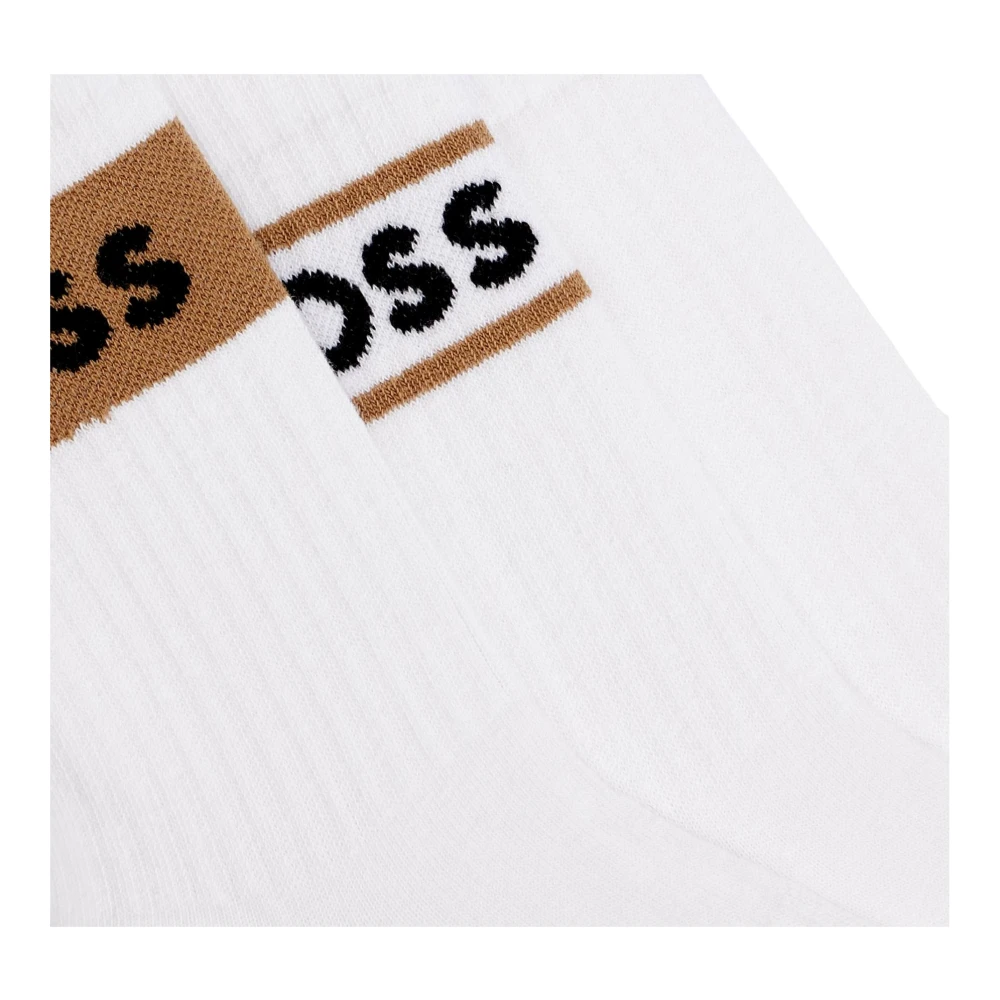 Hugo Boss Korte Geribbelde Enkelsokken 3-Pack White Heren