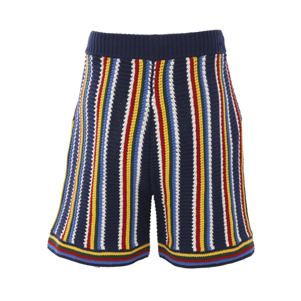 Casablanca Blauwe Gehaakte Gestreepte Shorts Multicolor Heren