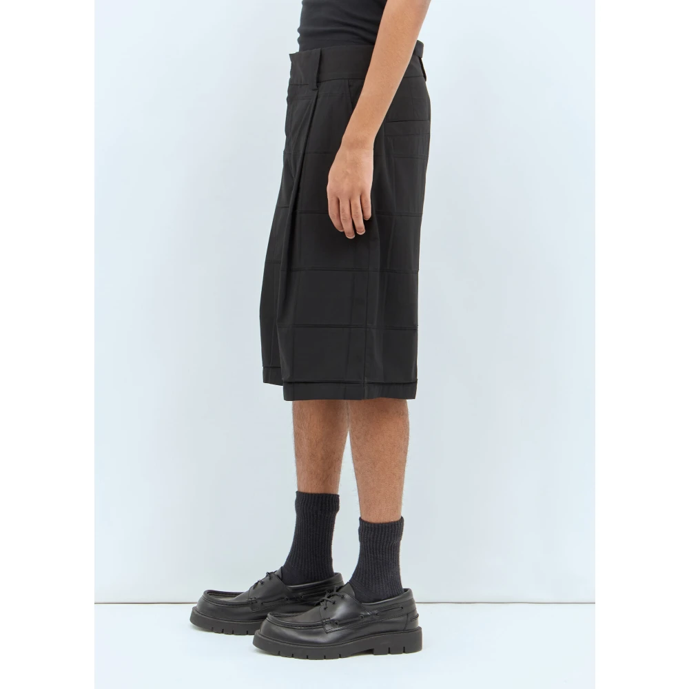 Jacquemus Geplooide katoenmix op maat gemaakte shorts Black Heren