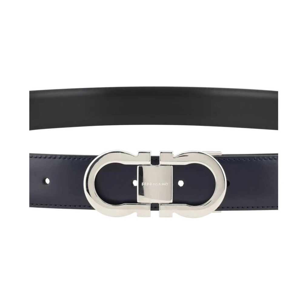 Salvatore Ferragamo Omkeerbare leren riem met Gancio-gesp Blue Heren