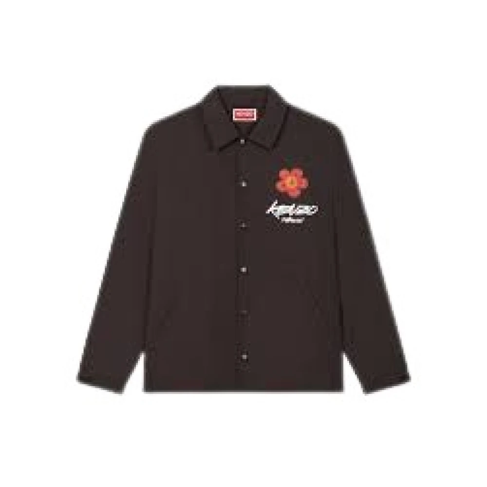 Kenzo Herren Braun Floral Embroidered Shirt Jacket