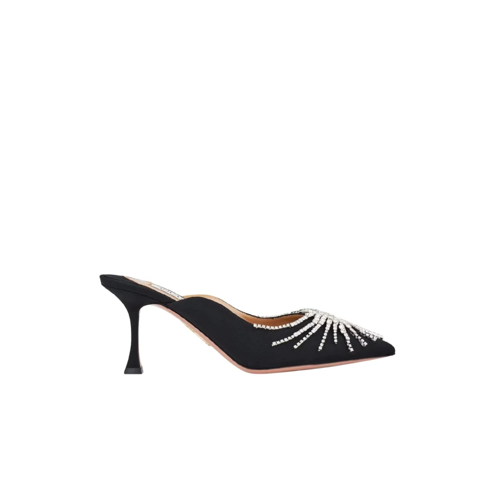 Aquazzura Women's Black Sunshine Mule 75 - Heeled Mules - 4 Uk - Shoes