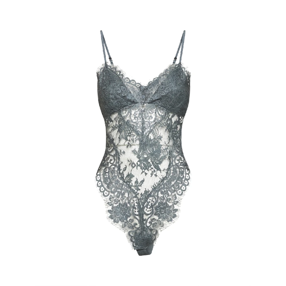Zimmermann Donna Grigio - Body In Pizzo - Tops - Xs