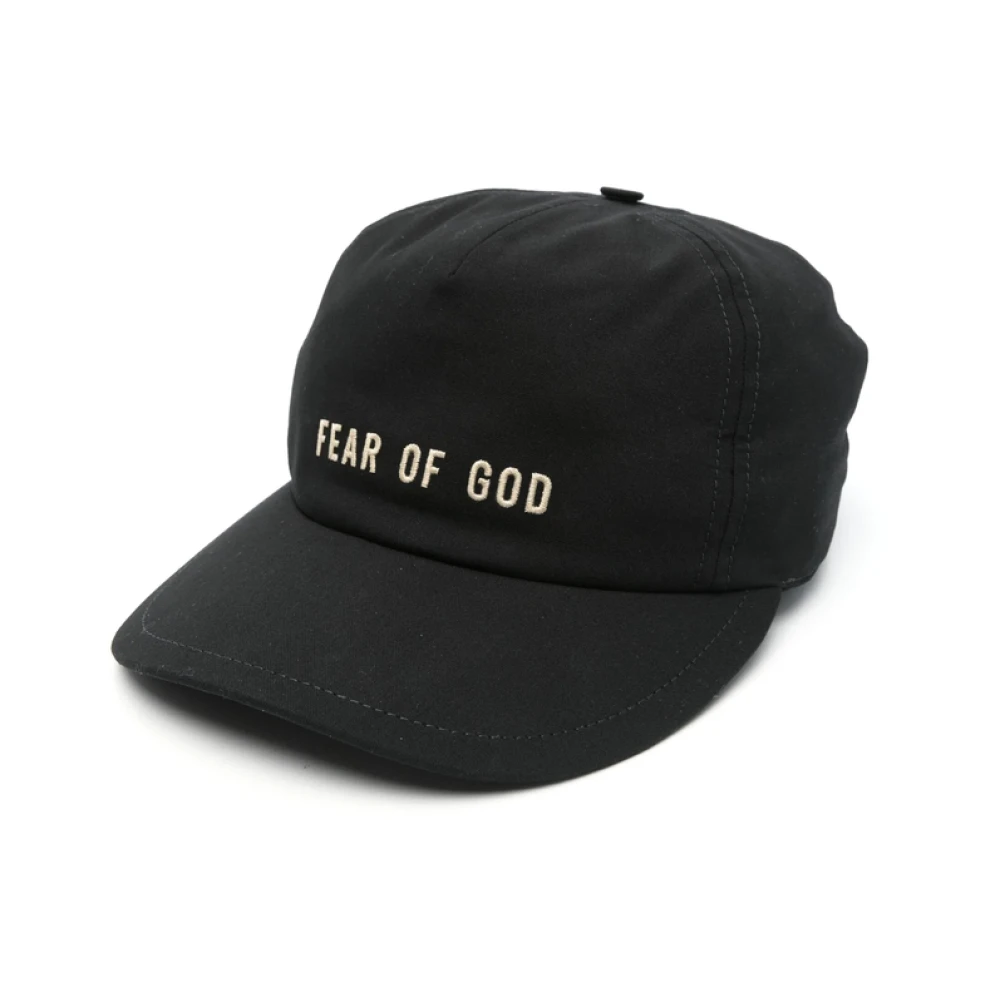 Fear Of God Zwarte Logo Geborduurde Brede Rand Pet Black Heren