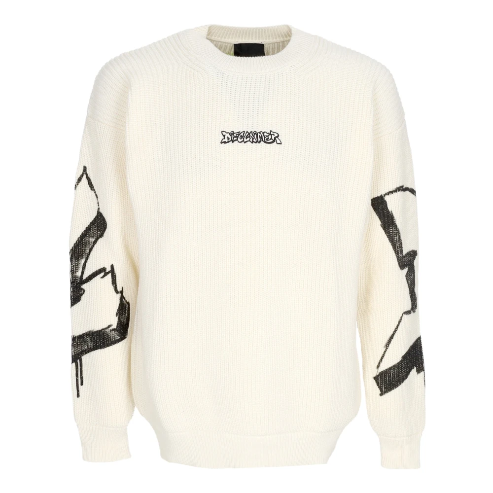 Disclaimer Logo Crewneck Sweater Heavy Yarn Beige Heren
