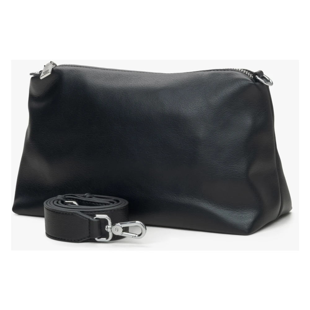 Estro Dames Zwarte Leren Ketting Crossbody Tas Er00115670 Black Dames