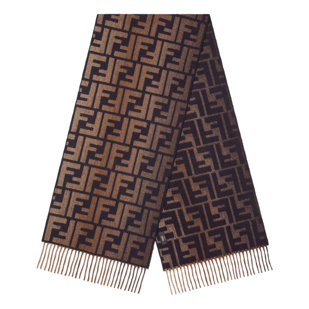 Fendi Men's Brown Ff Jacquard Scarf - Winter Scarves - One Size - Accessories