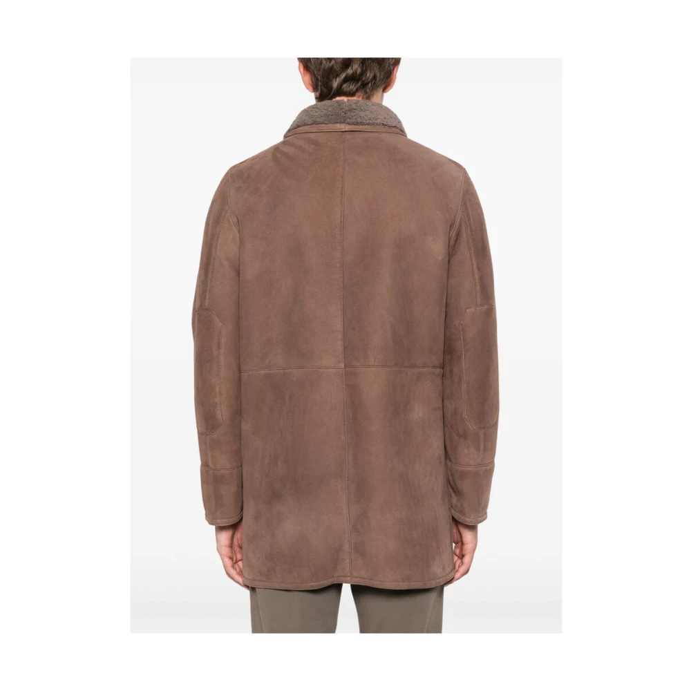 Canali Schapenvacht Suède Jas Koffiebruin Brown Heren