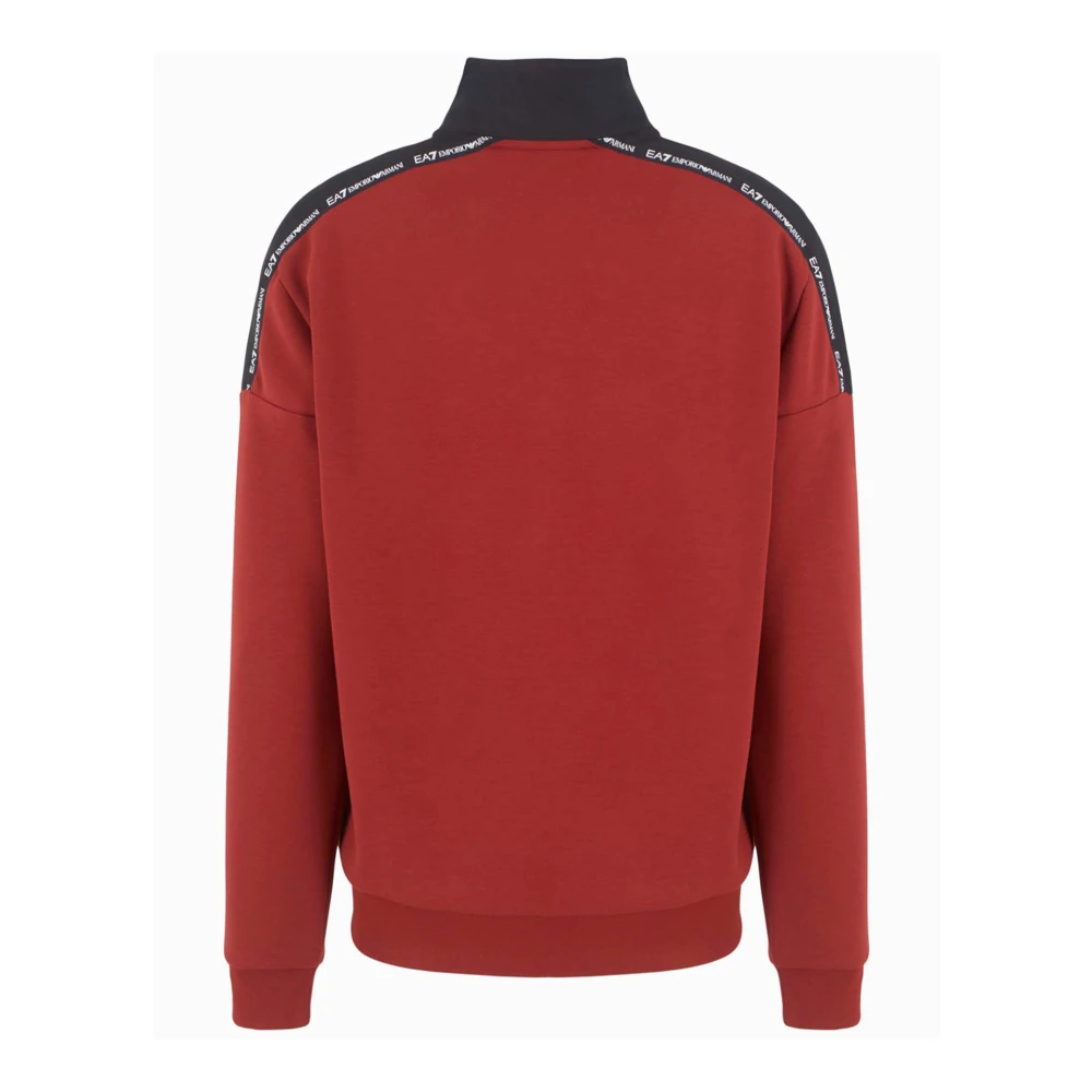 Emporio Armani EA7 Bordeaux Sweater Zip Logo Collection Red Heren