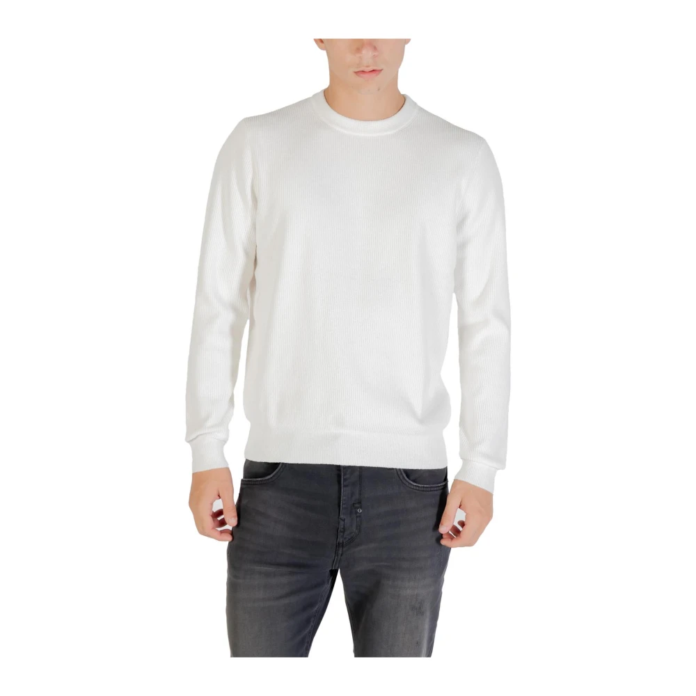 Antony Morato Men's White Round-Neck Knitwear, 2XL, Round Neck Long Sleeve Knitwear