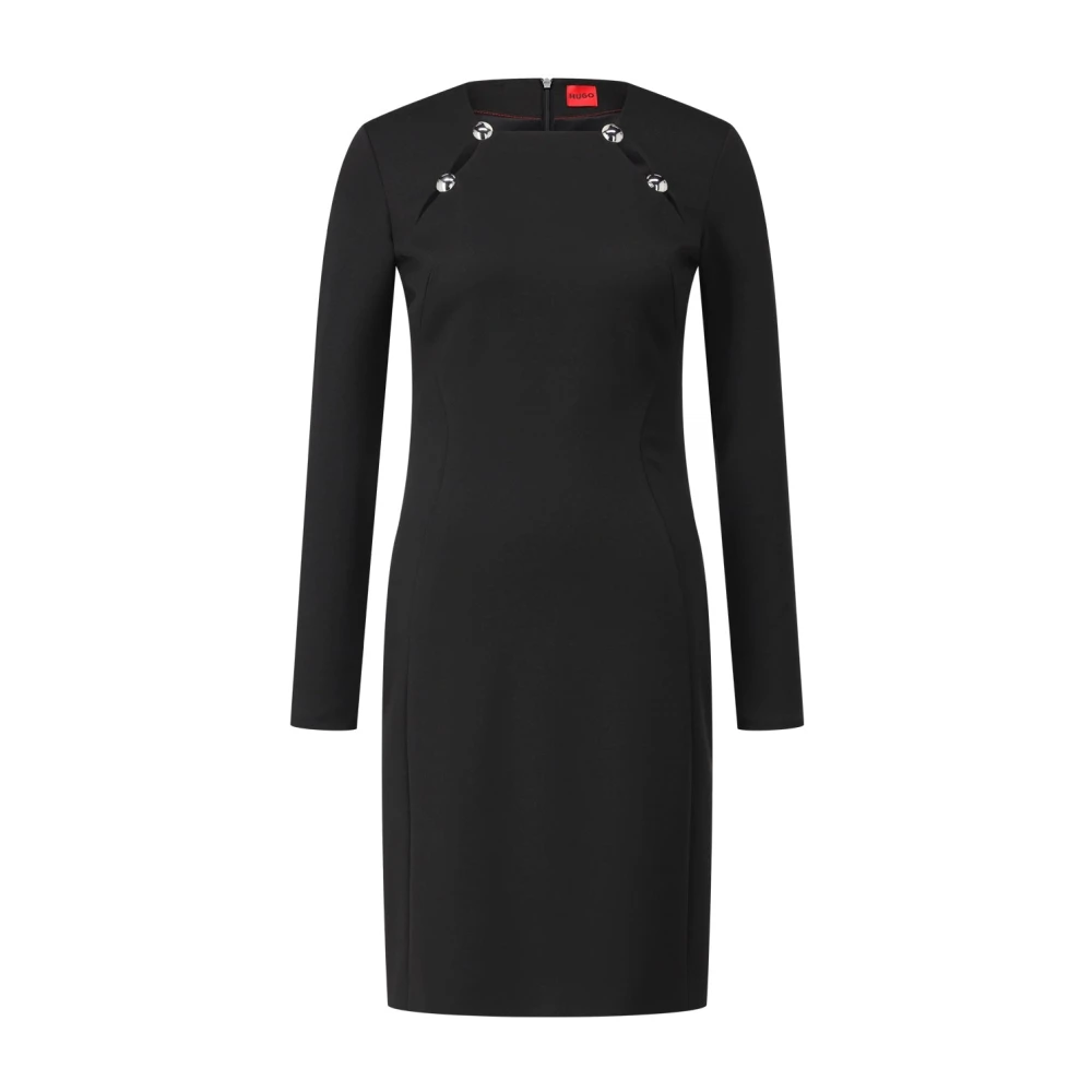 Hugo Boss Elegant Midi Klänning med Skräddarsydd Skärning Black, Dam