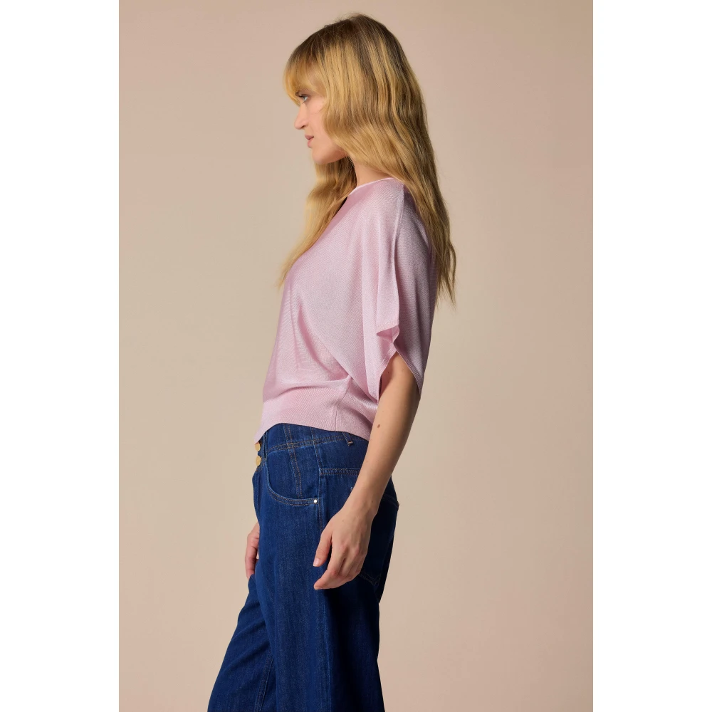 Kocca Stijlvolle Ronde Hals Gebreide Trui Pink Dames