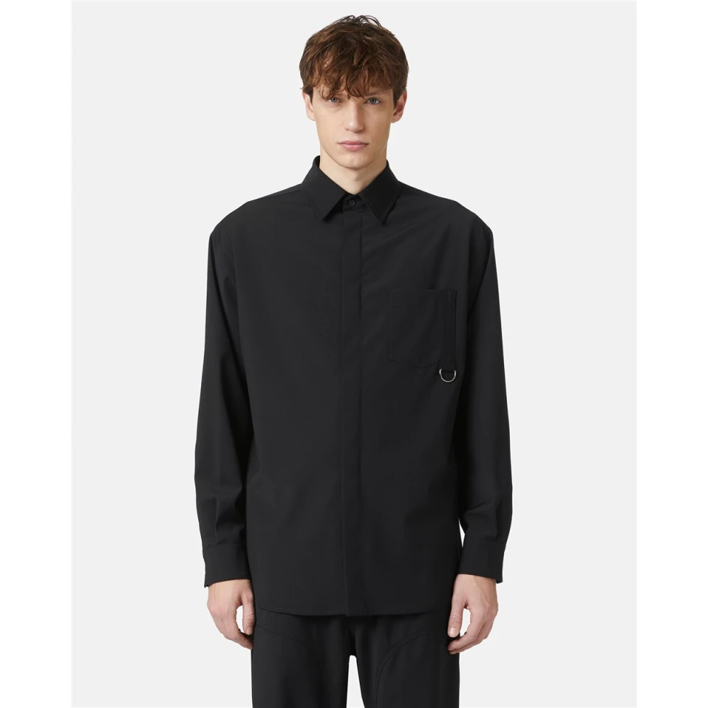 Iceberg Stretch shirt met grosgrain detail Black Heren