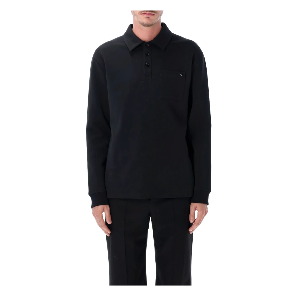 Valentino Garavani Black Polo Shirts, Male, Xl, Polo Vgold