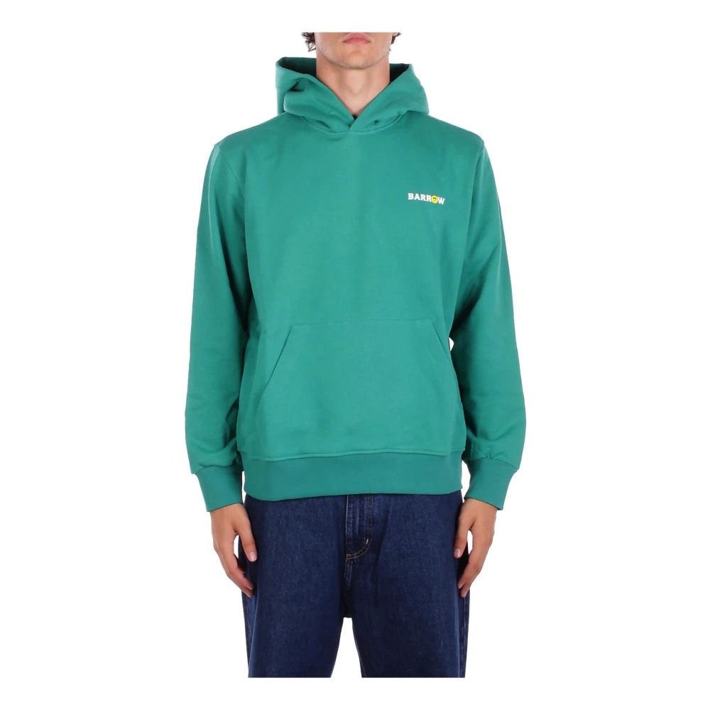 Barrow Green Hoodies, Male, M, Logo Hoodie With Unique Pocket And Print