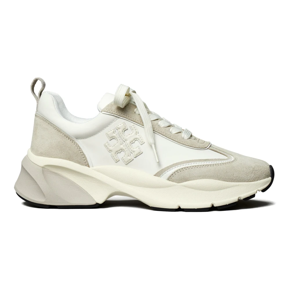 Tory Burch Witte Sneakers van Nylon en Suède Dames Schoenen