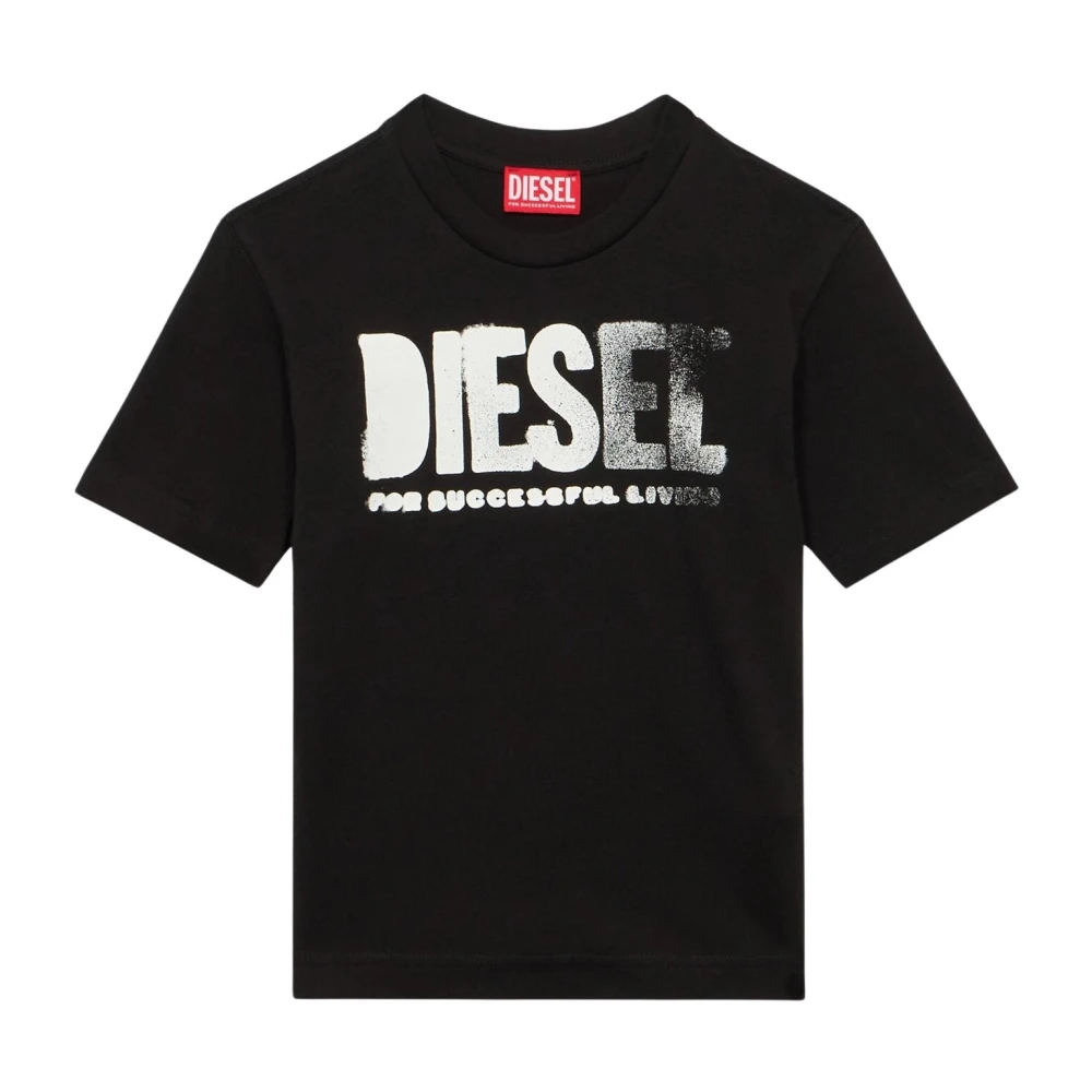 Diesel Boys Black T-Shirt In Jersey - Kids Short Sleeve T-Shirts - 16 Y - Kids