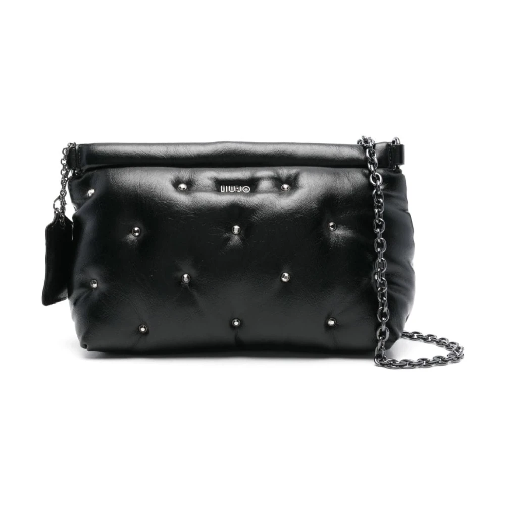 Liu Jo Zwarte Eco-leren Schoudertas met Strass Black Dames