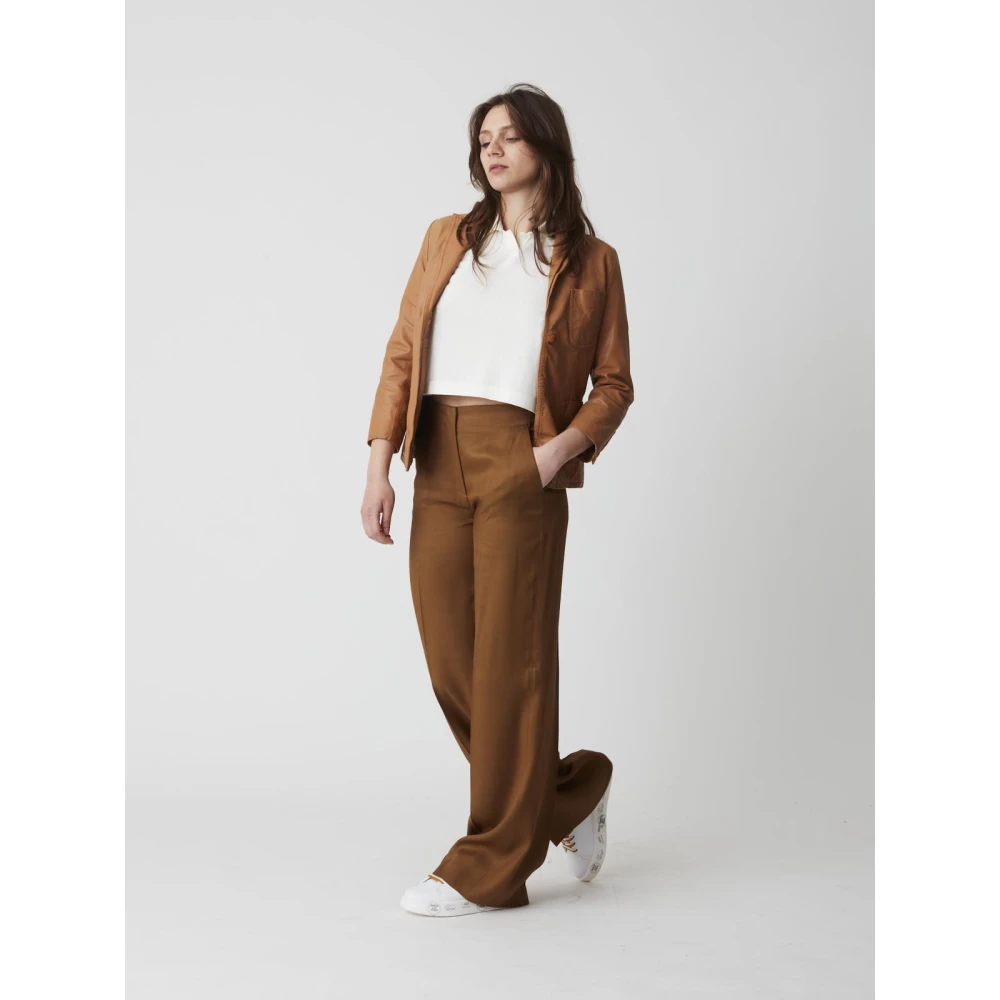 Bully Stijlvolle Leren Jas voor Vrouwen Brown Dames