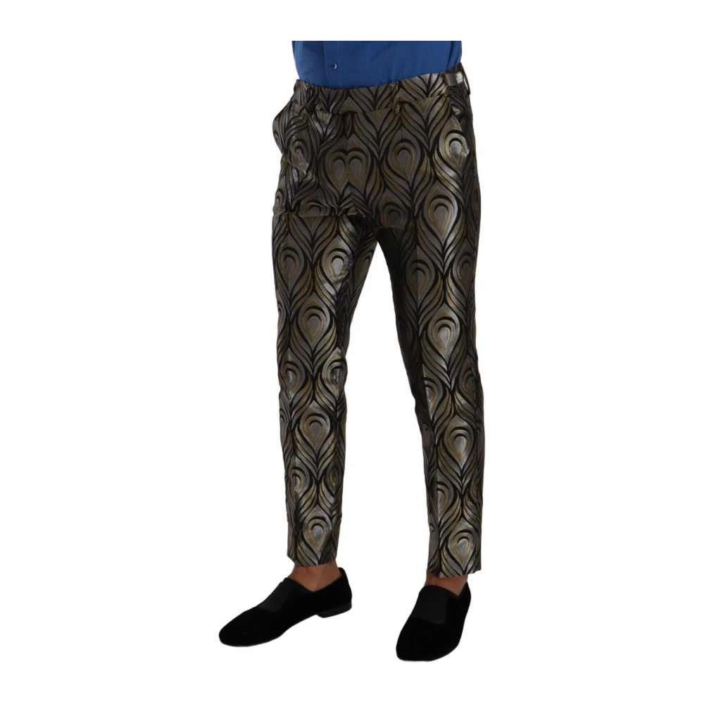 Dolce & Gabbana Silver Gold Jacquard Men Trouser Dress Pants - IT48 | M - Image 3