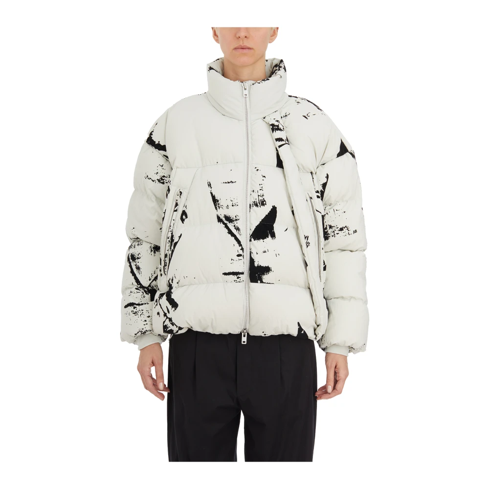 Y-3 Grafische Print Gewatteerde Jas White Dames