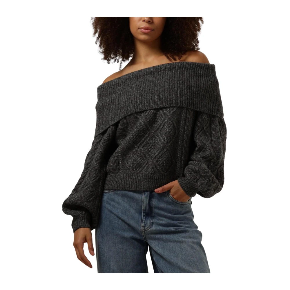 Gestuz Off Shoulder Wollen Trui Gray Dames