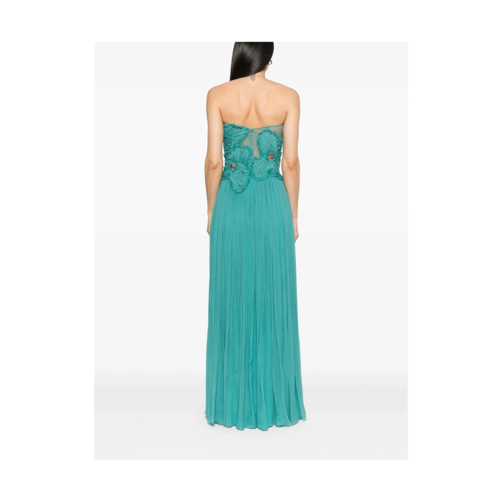 Costarellos Zeegroene Gerimpelde Vierkante Hals Jurk Green Dames