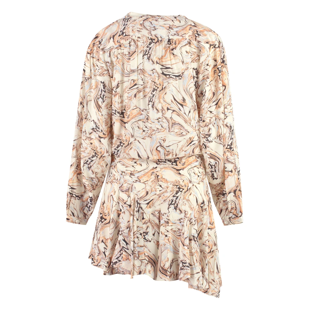 Isabel marant Zijden Jurk met Asymmetrische Sluiting Beige Dames
