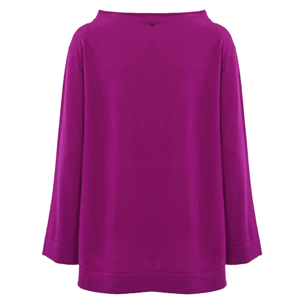 Liviana Conti Wollen Trui 3 4 Mouw Opstaande Kraag Purple Dames